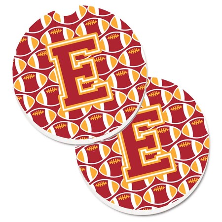 Carolines Treasures Letter E Football Cardinal and Gold Set of 2 Cup Holder Car Coaster CJ1070-ECARC